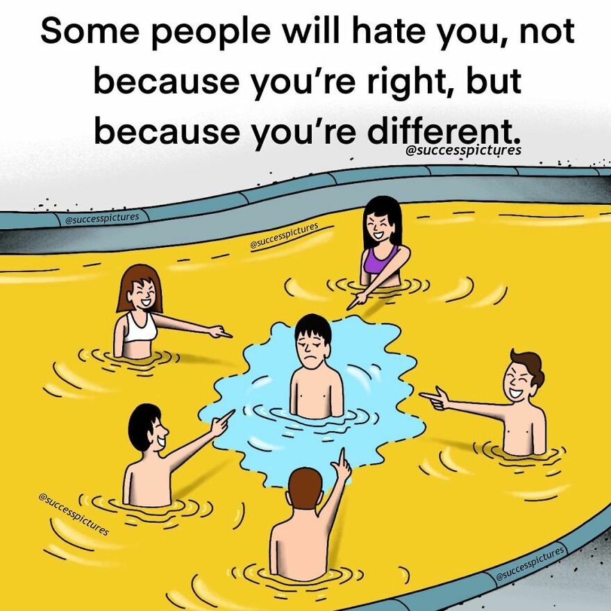 people laughing at the man in the pool 