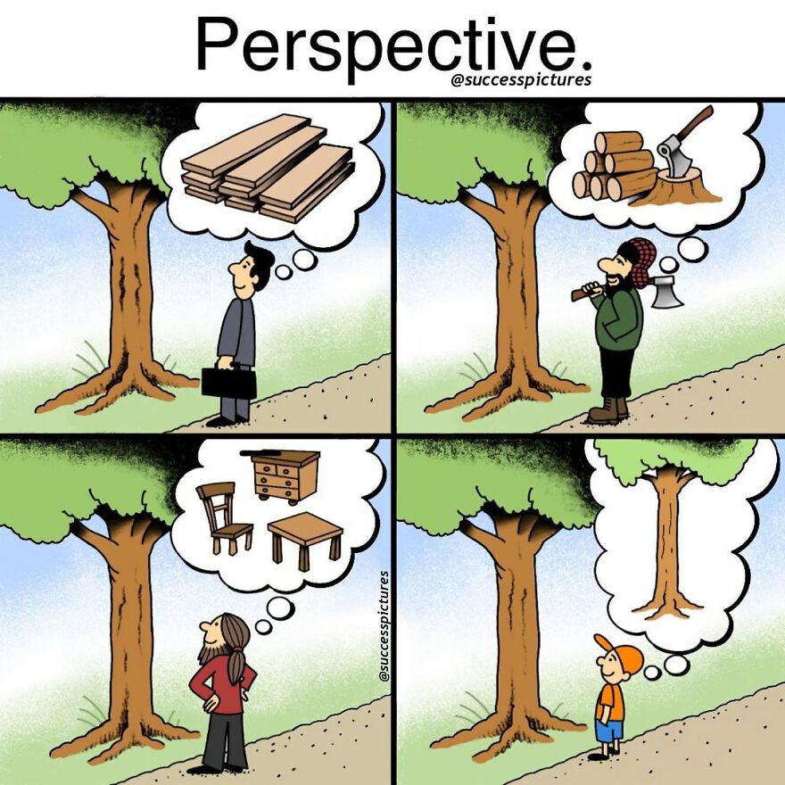 Different people look differently at the tree 