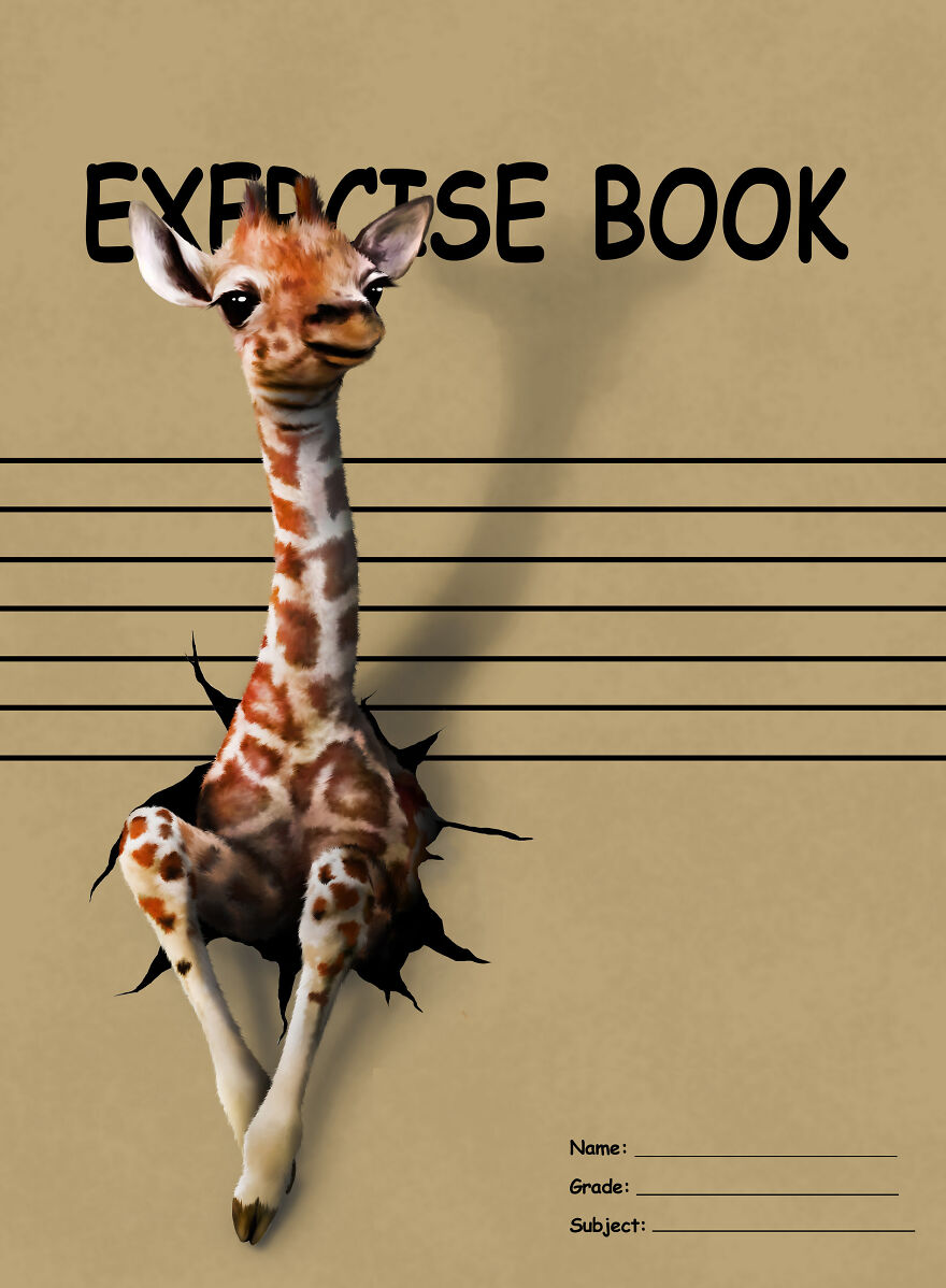 Cute Animal Playful On Schoolwork Cover