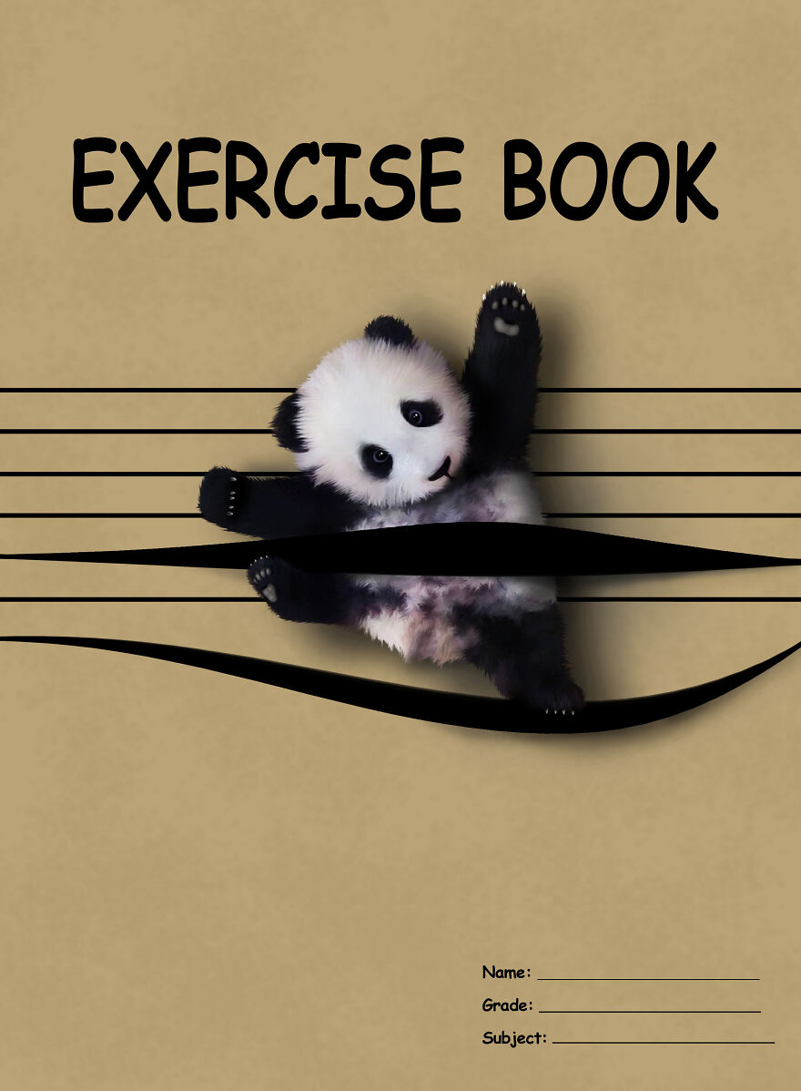 Cute Animal Playful On Schoolwork Cover