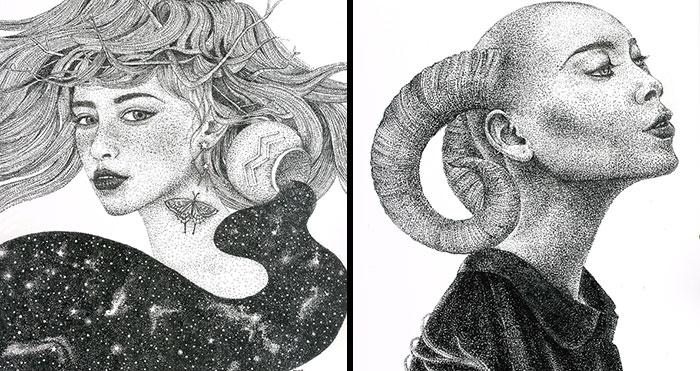 My Zodiac Signs Made As Women Using Only Dots (12 Pics)