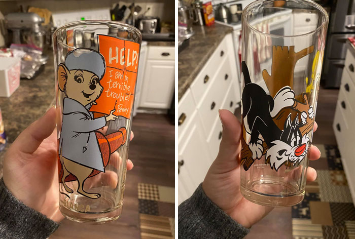 I Pulled A Glass Out Of The Cabinet And Realized They Are Perfect Condition Pizza Hut Collectible Glasses From The Mid 70s! My Grandmother Kept Them Unused In Her China Cabinet The Entire Time