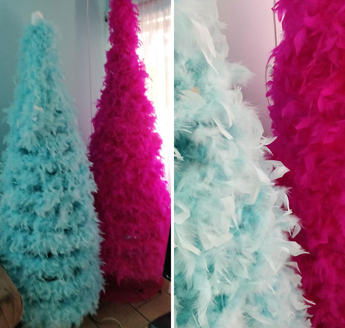 Found These Feather Trees At A Thrift. Couldn't Resist! I Plan To Make The Pink One A Flamingo Tree And The Blue One A Beachy Tree. I Live In Florida