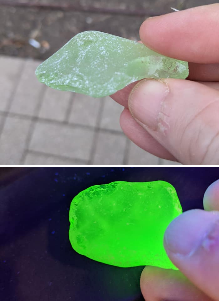 So I Found This Piece Of Sea Glass When Hiking On The Beach Of Lake Michigan. Thought The Color Was A Little Off So I Checked It On The Blacklight At Work. Turns Out, It's Uranium Seaglass. Ended Up Buying My Own Blacklight To Check My Other Glass And Found A Few More Pieces