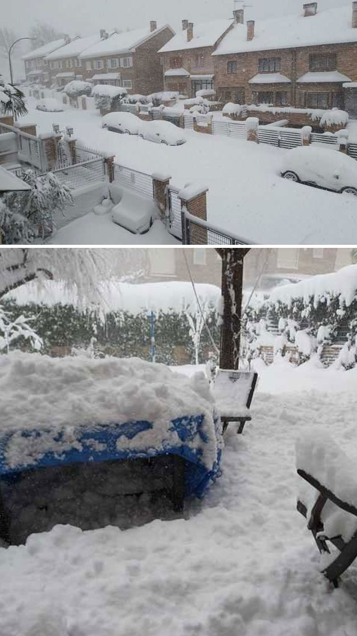 The Greatest Snowfall In Over 50 Years Hit Madrid, Spain Today