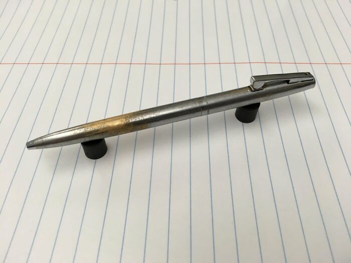 My Sheaffer Reminder Ballpoint Pen. This Has Been In My Pocket Every Weekday For The Last 15 Years. It Used To Belong To My Grandfather. I Know He Used It Because The Brass Was Already Starting To Wear Through When I Got It. They Still Make The Refills For It
