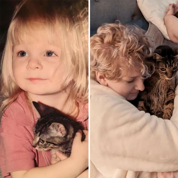 Pic Of Me And My Cat In 2001 Vs 2021