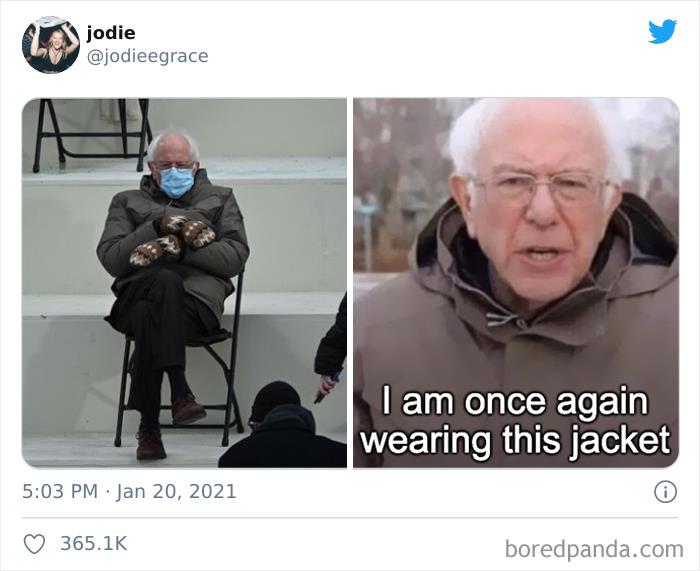 40 Of The Funniest Memes People Created After Bernie Sanders Was Captured Sitting Alone During Inauguration