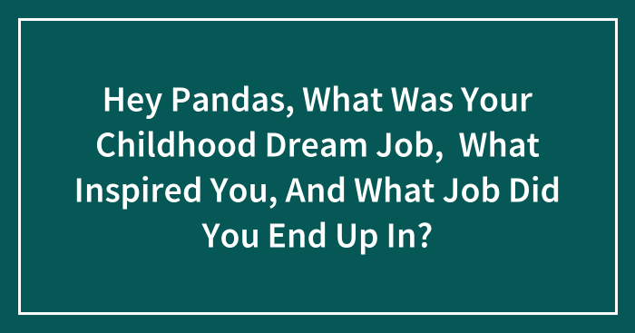 Hey Pandas, What Was Your Childhood Dream Job, What Inspired You, And What Job Did You End Up In? (Closed)