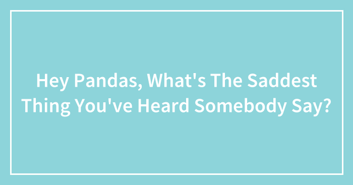 Hey Pandas, What’s The Saddest Thing You’ve Heard Somebody Say? (Closed)
