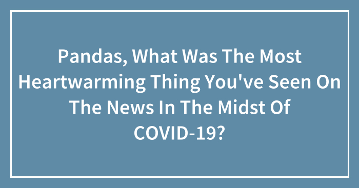 Pandas, What Was The Most Heartwarming Thing You’ve Seen On The News In The Midst Of COVID-19? (Closed)