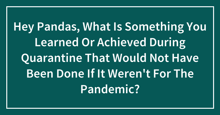 Hey Pandas, What Is Something You Learned Or Achieved During Quarantine That Would Not Have Been Done If It Weren’t For The Pandemic? (Closed)