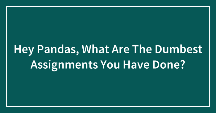 Hey Pandas, What Are The Dumbest Assignments You Have Done? (Closed)