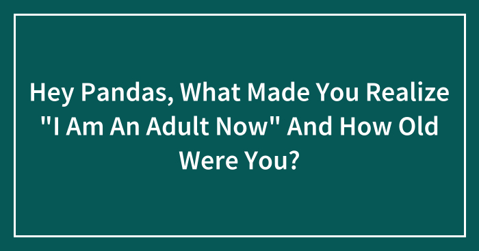 Hey Pandas, What Made You Realize “I Am An Adult Now” And How Old Were You? (Closed)