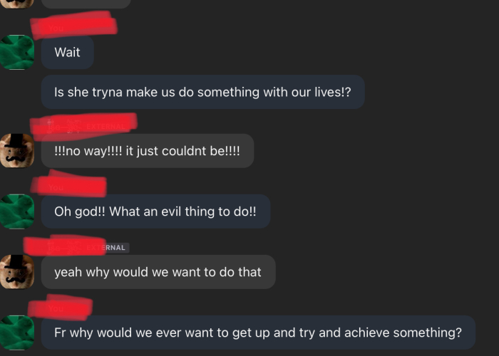 Hey Pandas, What Are The Chats With Your Friends Like? (Closed)