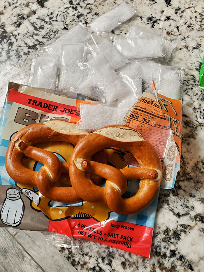 Bought A Four-Pack Of Frozen Pretzels. Only Got Two And About 17 Salt Packets