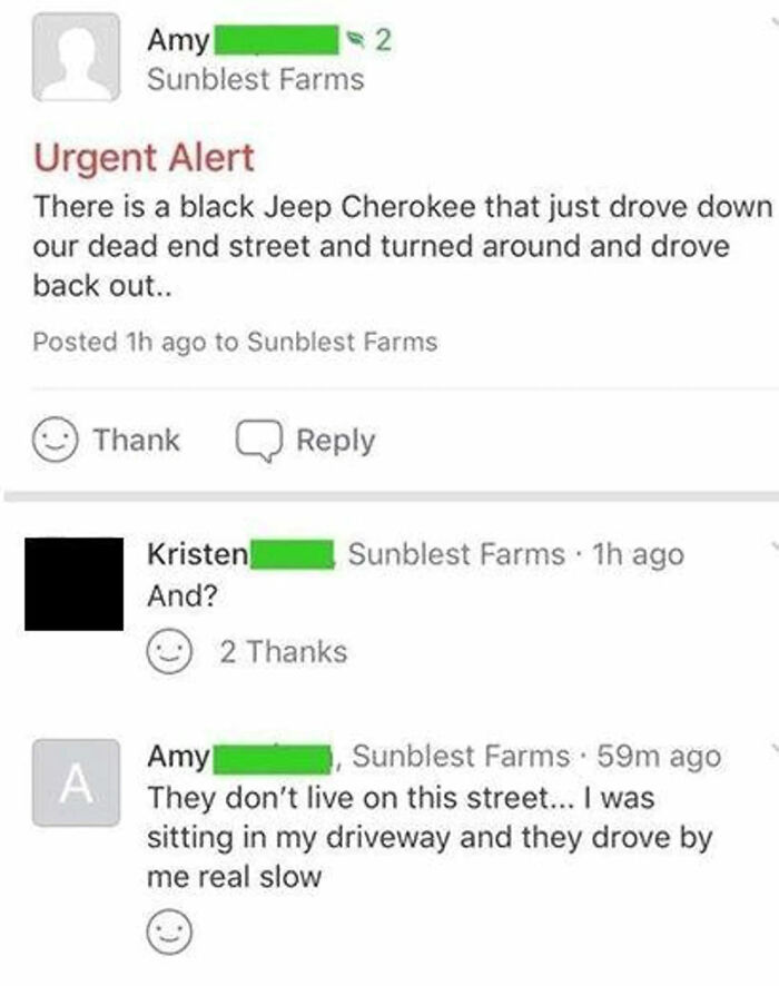 Urgent Red Alert. Amy Saw A Car
