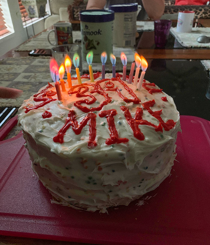 The Candles On My Buddies Cake Had Different Colored Flames