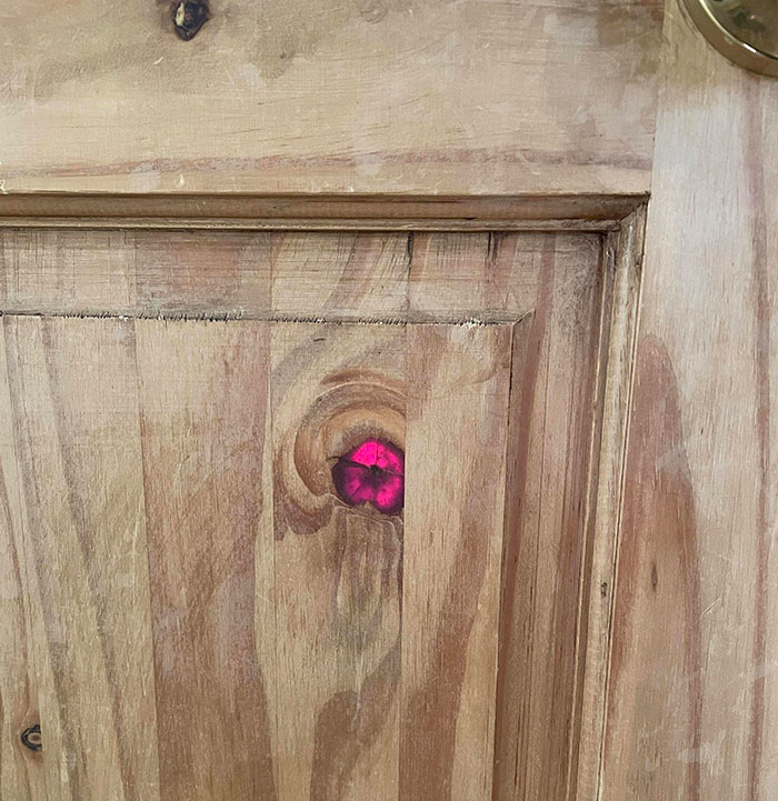 This Knot On Our Door Glows Red When The Sun Shines On The Other Side