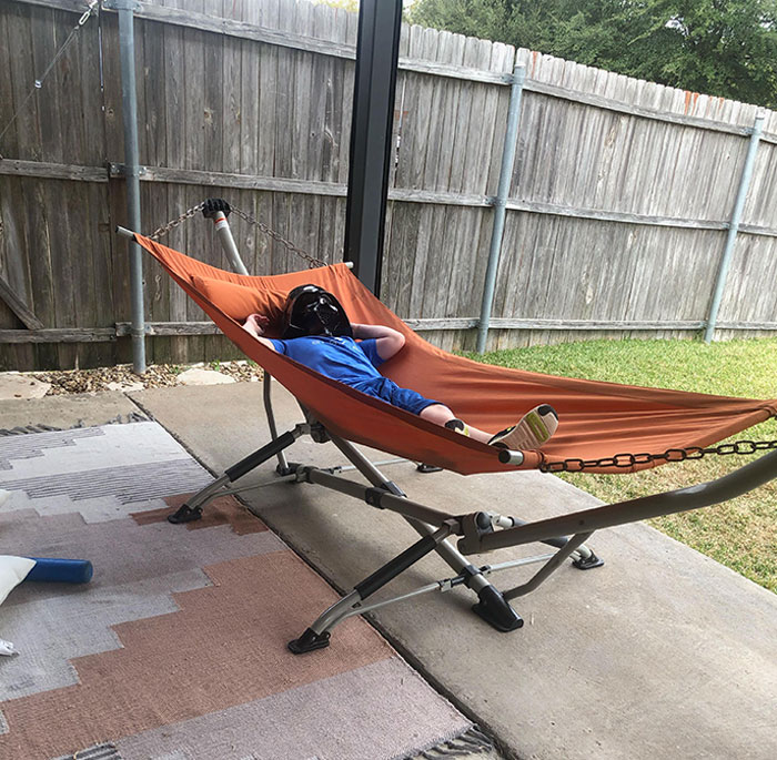 Came Outside To Check On My Son Who Said He Was Going To Take A Nap. I Think He’s Living His Best Life