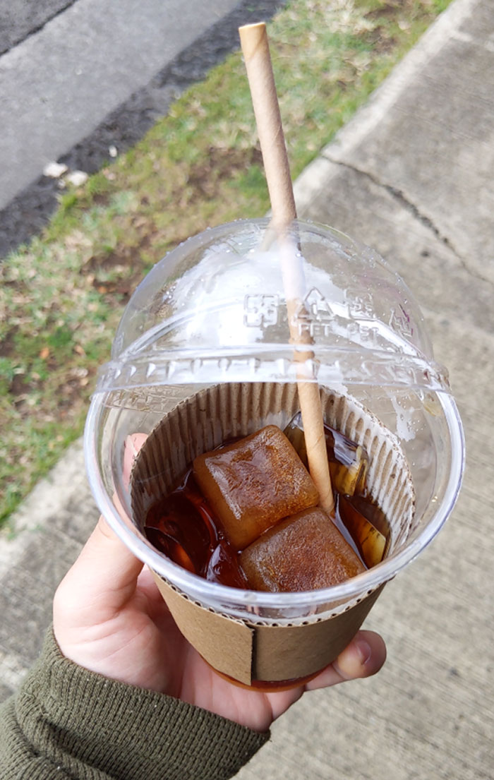 A Local Cafe Uses Some Ice Cubes Made Of Frozen Coffee So My Iced Coffee Wouldn't Get As Watered Down