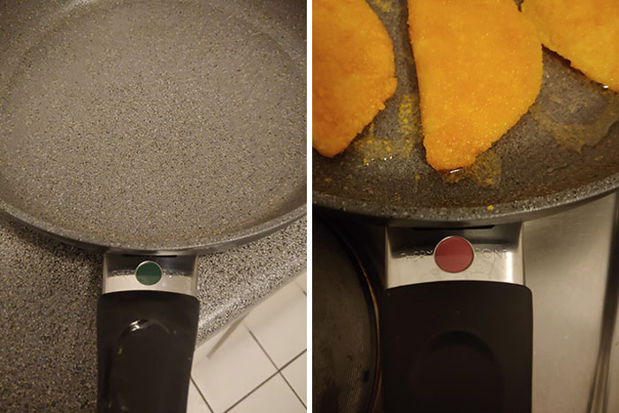 This Pan Has A Thermochromic Indicator To Show If It Is Hot