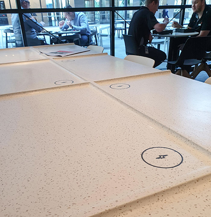 The Tables At This Foodcourt Have Built-In Wireless Charging