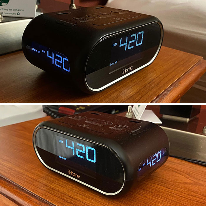 My Hotel Bedside Clock Has The Time On 3 Sides