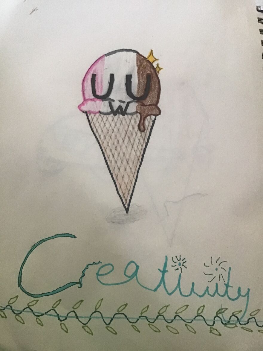 My Dad Said I Wasn’t Creative Enough So I Saw This And I Made An Uwu Ice Cream In 7 Minutes And 5 Seconds (Sorry About The Title Xd)