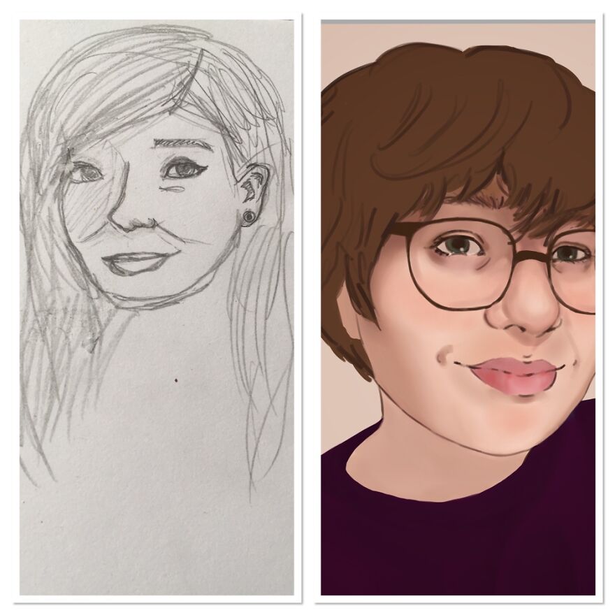 Selfportrait 3/4 Years Ago And Now