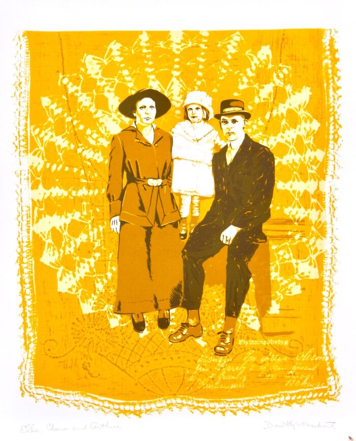 My Grandmother Was A Wonderful Artist & She Made This Screen Print Of A Family Portrait