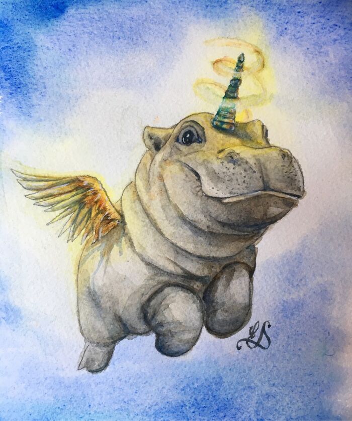 I Use Watercolour To Paint Some Cute Uni-Animals. Here Is One Of My Favourites.