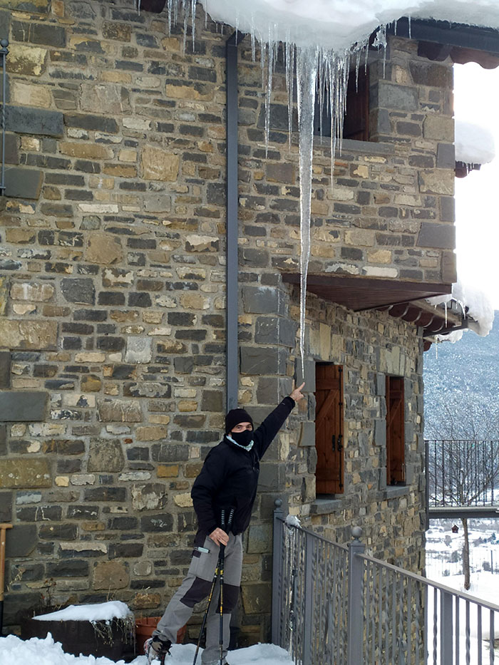 This 250cm (8'2" Ft) Icicle At My House In Spain (Compared To A Human Height)