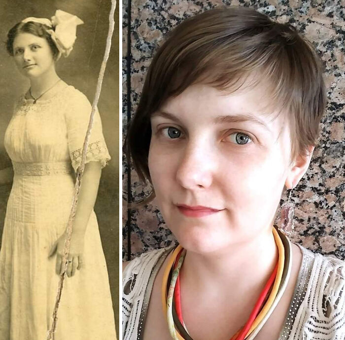 Would Have Never Known I Was A Doppelganger Of My Great Grandmother (1894-1961) Without Ancestrydna. Today I Connected With My Fourth Cousin Who Sent Me This Photograph. I'm Shocked