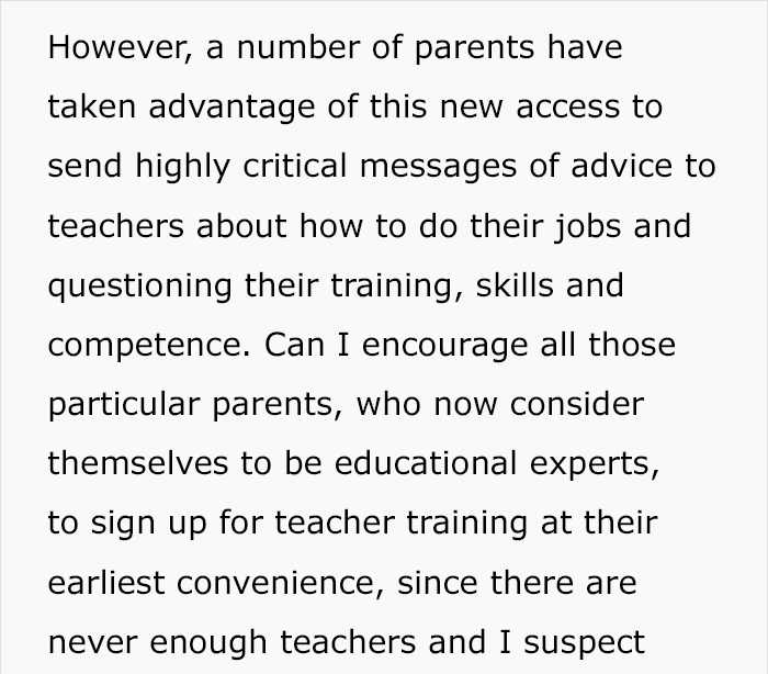 Headmaster Sends Out A Savage Letter To Parents Always Telling His Staff How To Teach