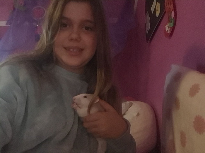 Here’s A Pic Of My Oldest With One Of Our Rats Piper!