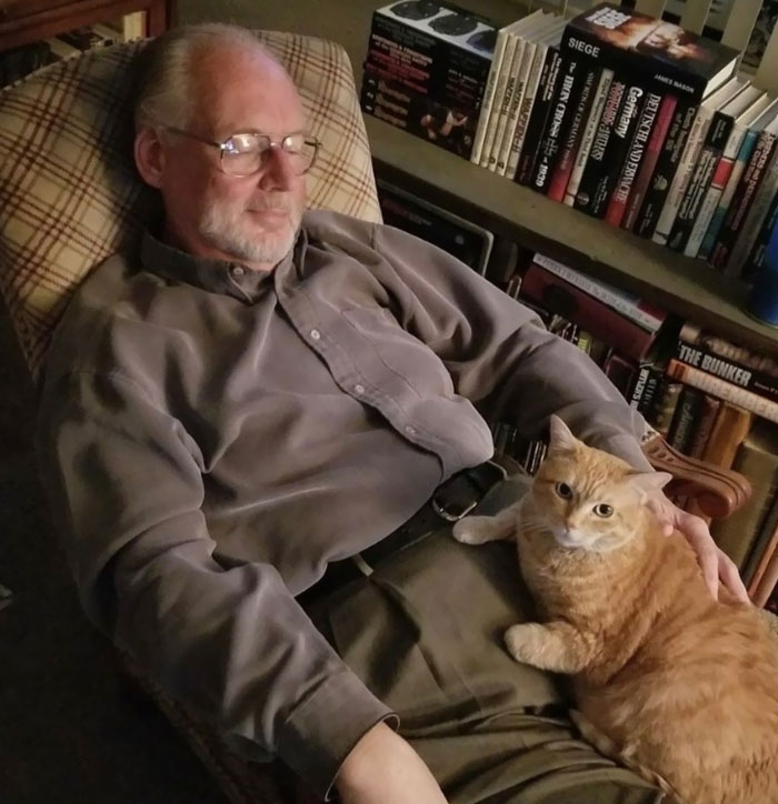 Grandpa Has Been A Little Lonely Since The Covid Scare Spread So We Got Him A New Cat Charlie