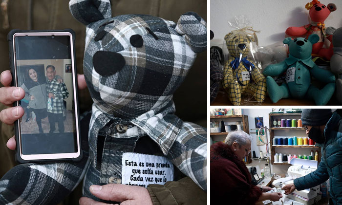 Woman Sews Bears From Covid-19 Victims' Clothing