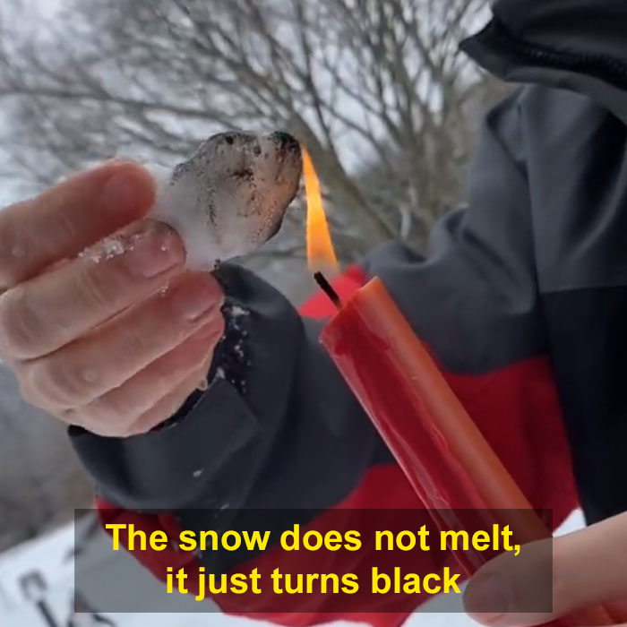 Conspiracy Theorists Claim That Snow In Texas Is Fake And They Burn It To Prove It Doesn’t Melt