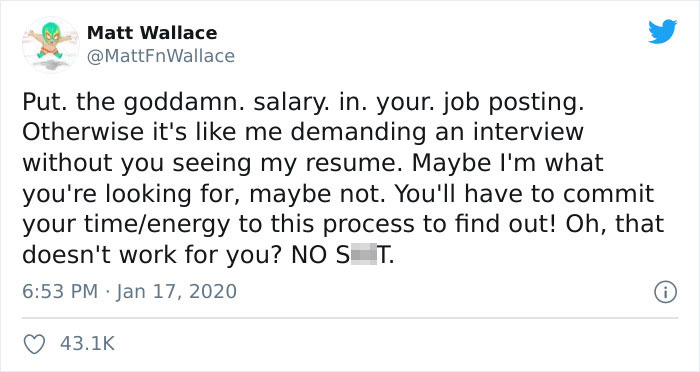 Guy Explains How Intrinsically Bad It Is That Job Postings Don't Always Mention The Pay, Goes Viral
