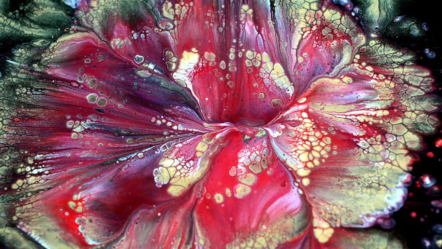 Simple Flower Dip For Beginners ~ Acrylic Pour Painting ~ Step By Step Tutorial
