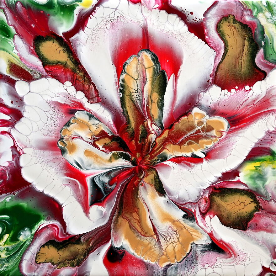 Flower Dip With Zip Lock Bag ~ Simple Acrylic Pour Flower Painting Flower Dip With Zip Lock Bag ~ Simple Acrylic Pour Flower Painting