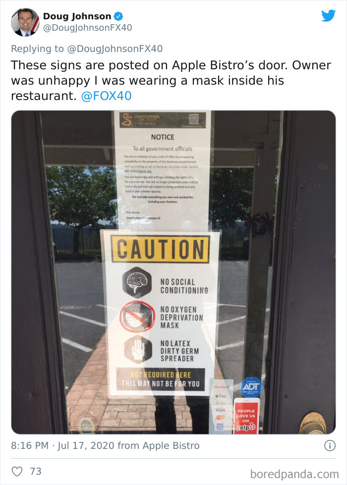 Restaurant Bans Masks, Gloves And Social Distancing Because “Freedom”