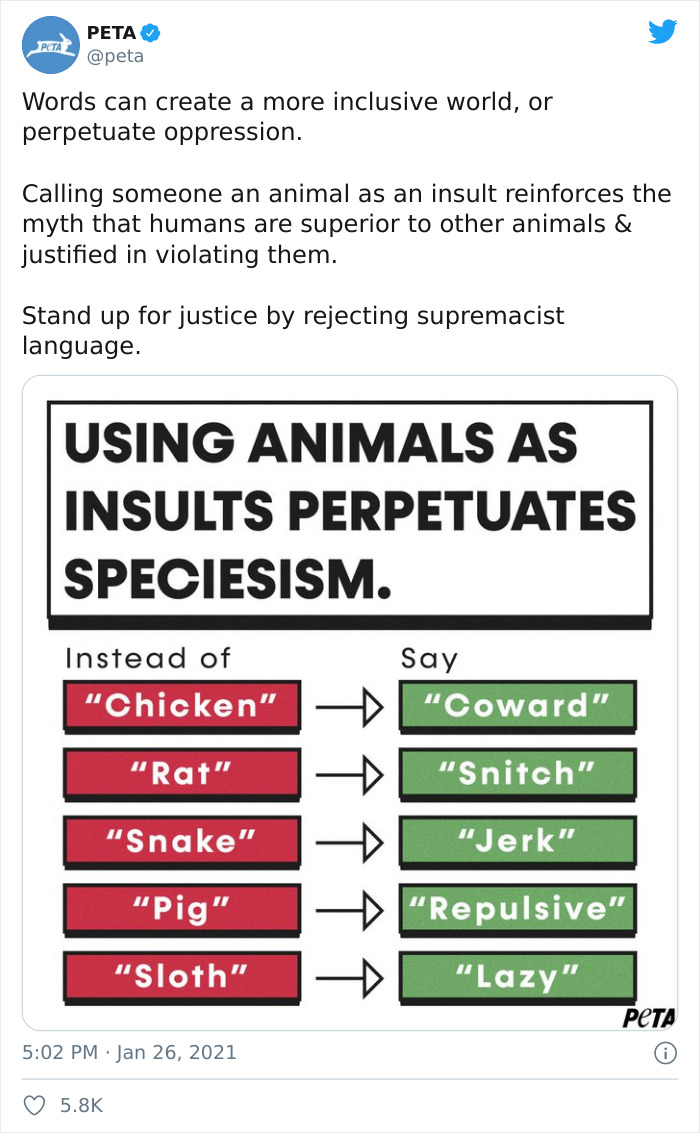 PETA Asks People To Use Alternatives To Animal-Oriented Insults But Gets Ridiculed In Return