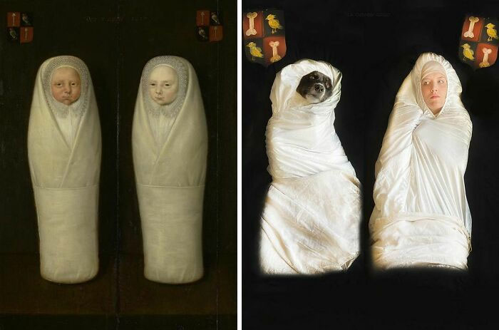 Portrait Of Swaddled Twins, C. 1617 By Anonymous vs. Portrait Of Swaddled Twins, C. 2020