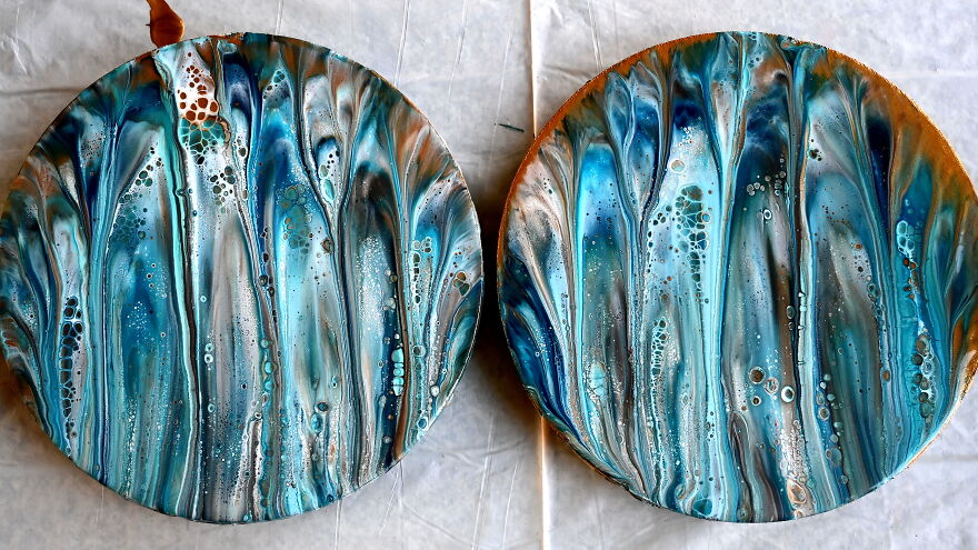 Double Dip On Round Canvas Board ~ Diptych Acrylic Painting ~ Fluid Art For Beginners Double Dip On Round Canvas Board ~ Diptych Acrylic Painting ~ Fluid Art For Beginners