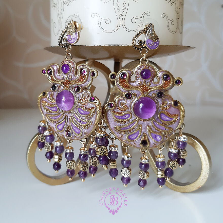 Earrings Made In The Style Of Russian Traditional Headwear