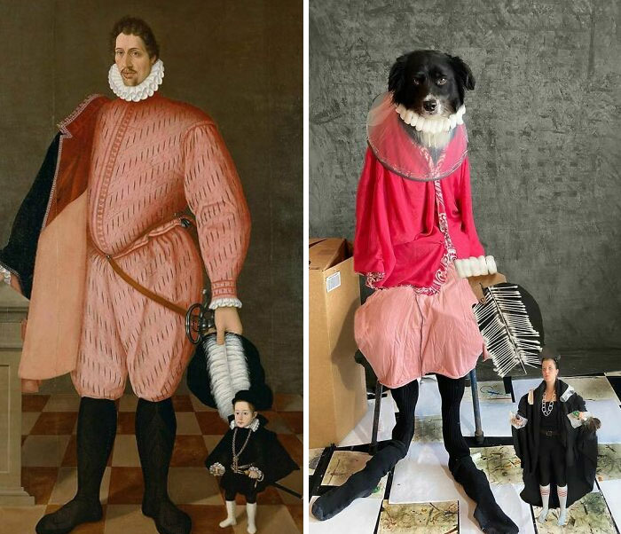 The Giant Bartlmä Bon With The Dwarf Thomele, Late 16th Century By Anonymous Artist vs. The Giant Finnegan With The Tiny Eliza, End Of 2020