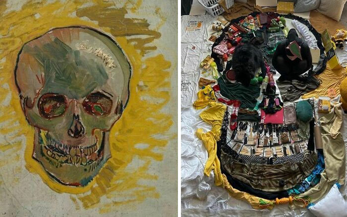 Skull, 1887 By Vincent Van Gogh vs. Skull, 2020