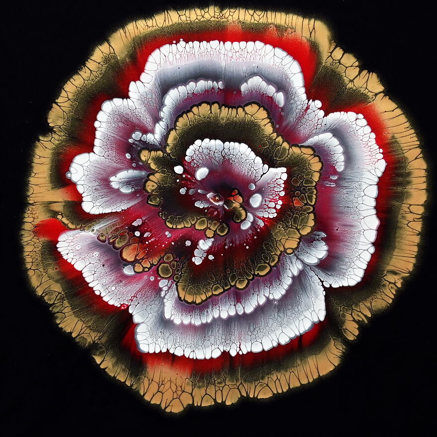 How To Paint A Flower Without A Brush ~ Acrylic Pour Painting ~ Painting Tutorial